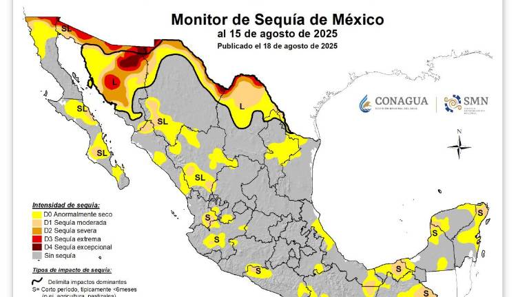 El reporte refleja una mejoría progresiva en los últimos cuatro meses, donde Rosario pasó de enfrentar sequía extrema, severa y moderada, hasta ubicarse en la fase menos intensa del monitoreo.