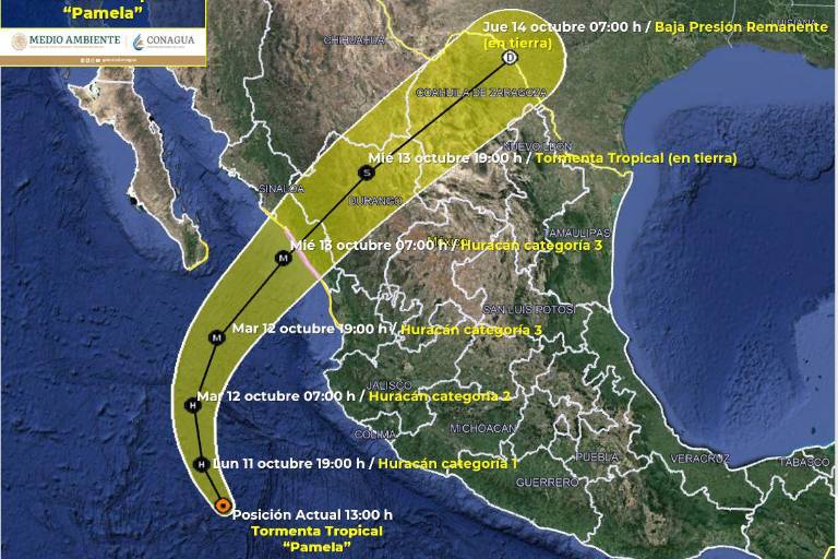 ‘Pamela’ podría impactar en Sinaloa como huracán categoría 2; va hacia La Cruz