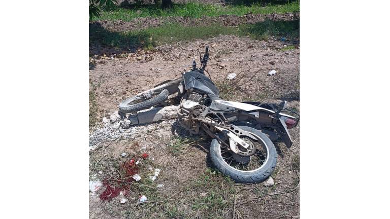 Tras la persecución, el motociclista derrapó y chocó contra un poste de cemento.