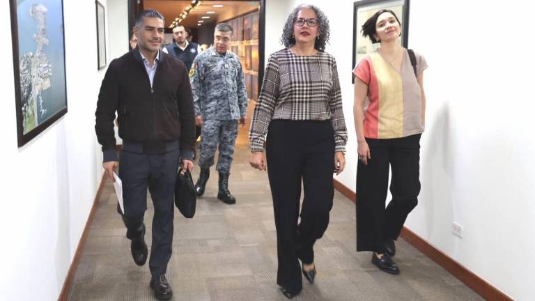 Omar García Harfuch se reunió con la Gobernadora Graciela Domínguez en Palacio de Gobierno para revisar la seguridad en Sinaloa.