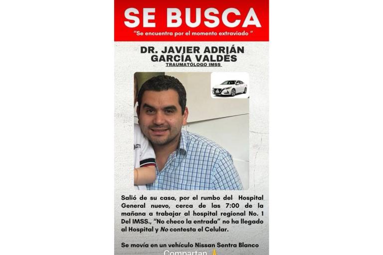 Localizan con vida de médico del IMSS reportado como desaparecido en Culiacán