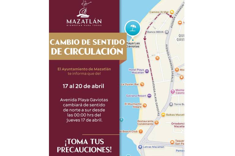 Inicia este jueves el par vial en la Zona Dorada; cambian señalética en la Camarón Sábalo y Gaviotas
