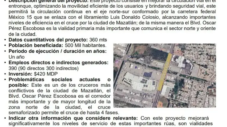 Proyecto de construcción de un puente en la salida norte de Mazatlán.