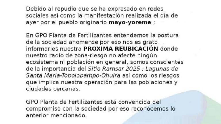 Supuesto comunicado de la empresa Gas y Petroquímica de Occidente.