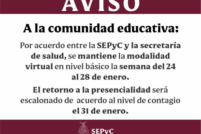 Sinaloa mantiene clases virtuales hasta el 28 de enero; el retorno a la presencialidad se dará hasta el 31 de enero de acuerdo al nivel de contagio