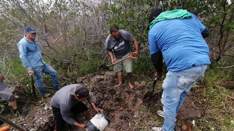 Jumapae empezó a buscar sobre la tubería que abarca el área de marismas.