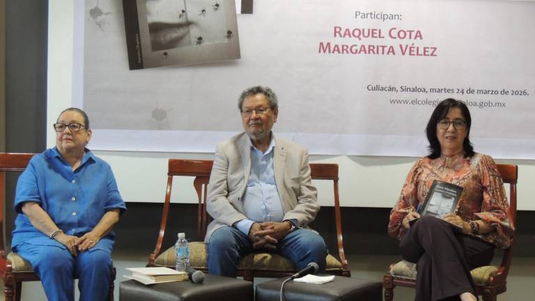 Margarita Vélez, Élmer Mendoza y Raquel Cota.