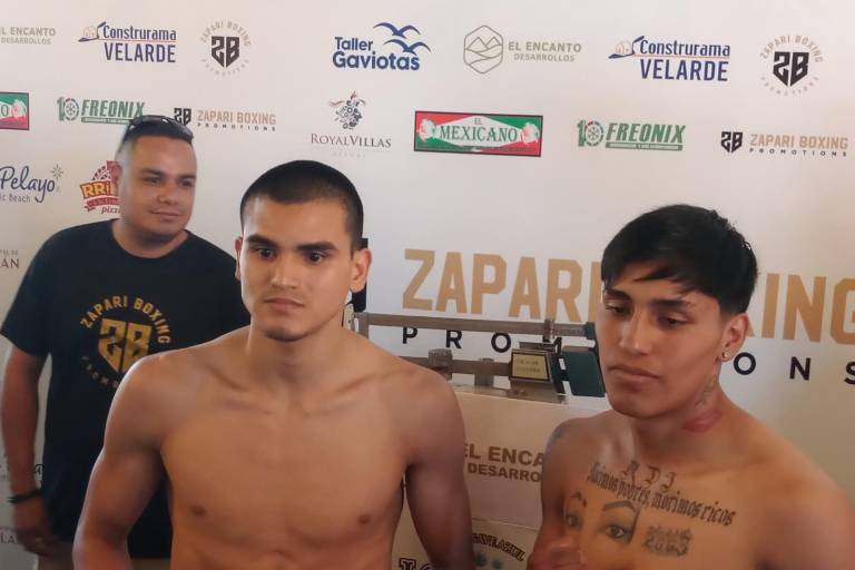 Pugilistas de ‘Sangre Nueva 4’ baten la báscula para su pelea en Mazatlán