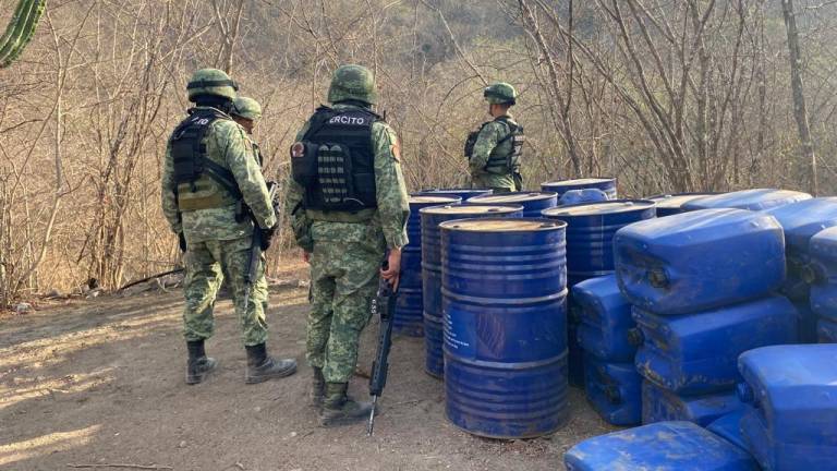 Militares en un aseguramiento de drogas sintéticas en la sierra de Cosalá.