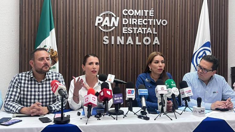 La dirigencia del PAN en Sinaloa habla en conferencia de prensa de la gira de la Presidenta de México Claudia Sheinbaum Pardo.