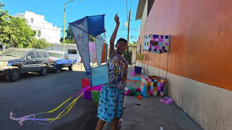 Con varilla silvestre, papel china y resistol, fabrican papalotes de distintos colores y tamaños, con la ilusión de verlos elevarse en el cielo de Rosario.