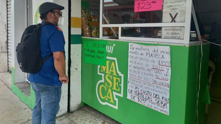 Aumenta un peso el precio de la tortilla en Escuinapa; ahora cuesta 23 pesos el kilo
