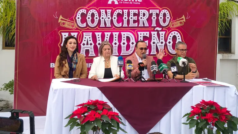 Anuncio del Concierto Navideño que ofrecerá en Los Mochis la Banda Sinfónica de la Tercera Región Militar.