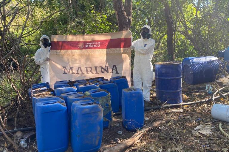 Asegura Marina precursores químicos en las inmediaciones de La Guamuchilera, Bacata y Tecomate, en Culiacán