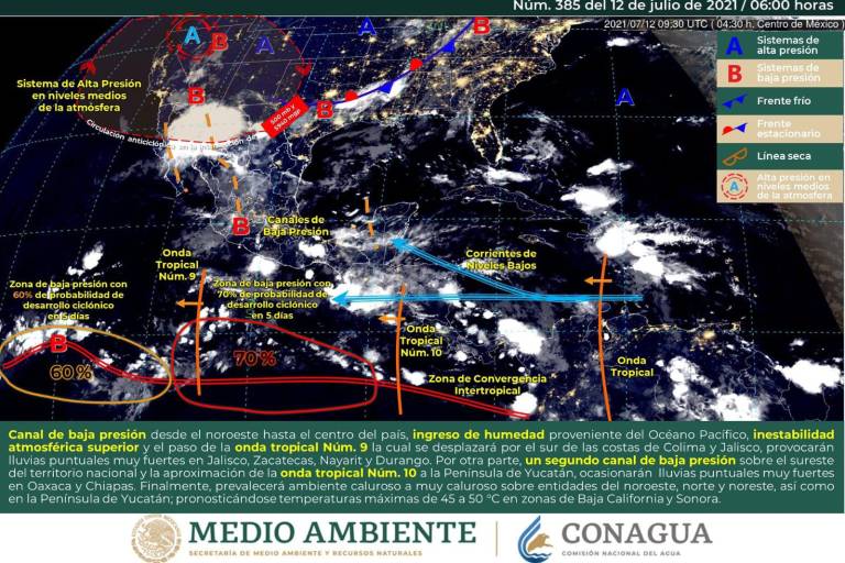 En Sinaloa se pronostican lluvias puntuales fuertes y tormentas eléctricas