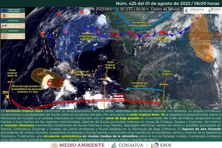 Se forma la tormenta tropical Dora en el Océano Pacífico