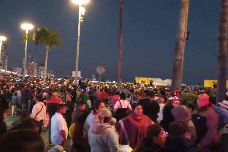 Visitantes y mazatlecos esperan el desfile cerca de la avenida Rafael Buelna