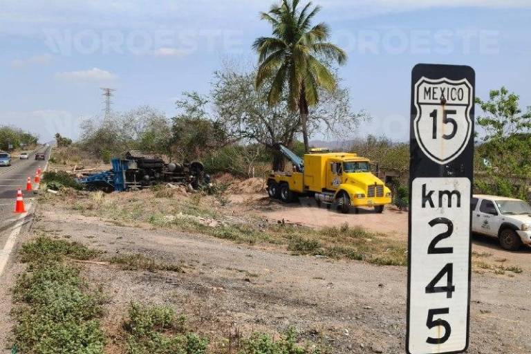 La carga de cristales quedó esparcida junto a la carretera tras la volcadura del torton en Rosario.