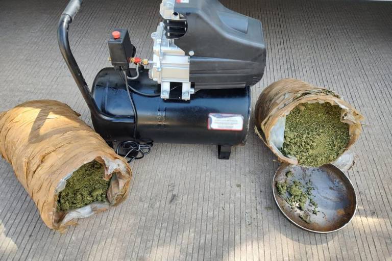 Aseguran droga oculta en compresor en paquetería de Culiacán
