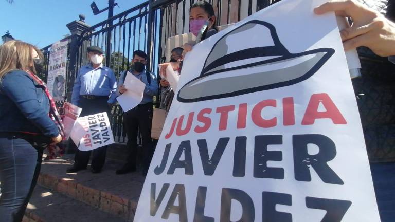 Protesta de periodistas en Culiacán a inicio de año por el asesinato de un comunicador y el reclamo de justicia para Javier Valdez.