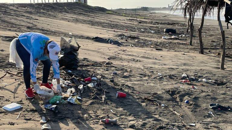 Voluntarios y autoridades retiraron cuatro toneladas de basura en playa Ponce, en Culiacán.