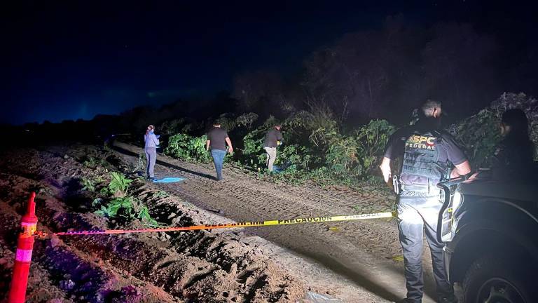 Autoridades realizaron el levantamiento del cuerpo encontrado este jueves en las inmediaciones del Campo Balbuena, en San Pedro, Navolato.