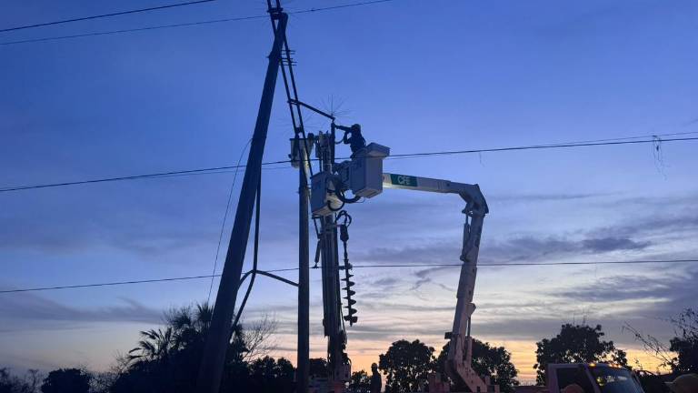 Personal de la Comisión Federal de Electricidad informó que el suministro eléctrico fue restablecido tras la reparación de una torre dañada.