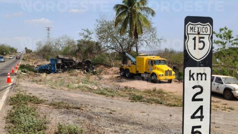 La carga de cristales quedó esparcida junto a la carretera tras la volcadura del torton en Rosario.