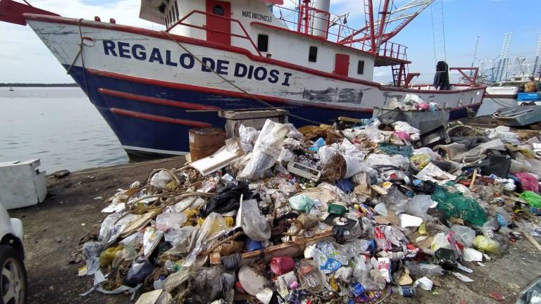 Más camaroneros salen a altamar, dejando atrás montones de basura en el Bonfil en Mazatlán