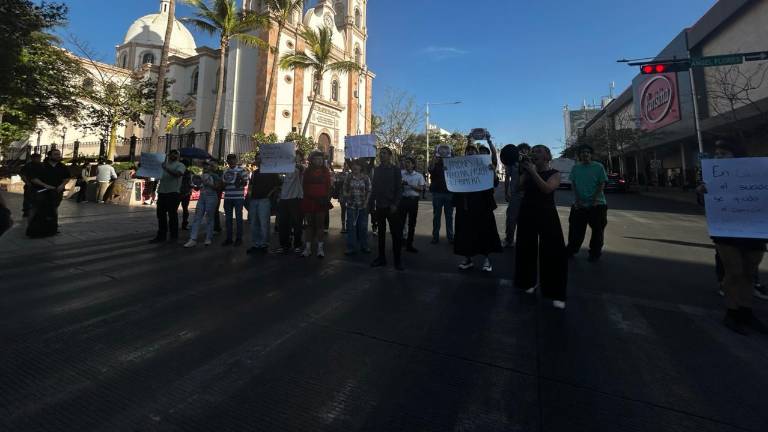 Protesta en el Centro de Culiacán contra el incremento de las tarifas del transporte urbano.