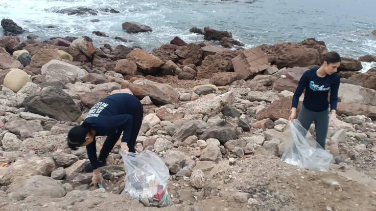 Más de 20 personas participaron en la jornada de limpieza organizada por MazConCiencia en la escollera del Faro de Mazatlán.