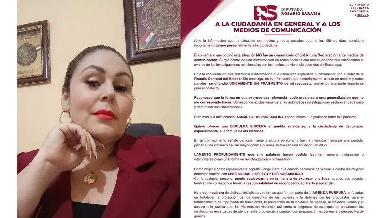 En un comunicado en sus redes sociales, la Diputada pidió disculpas a las familias de las víctimas.