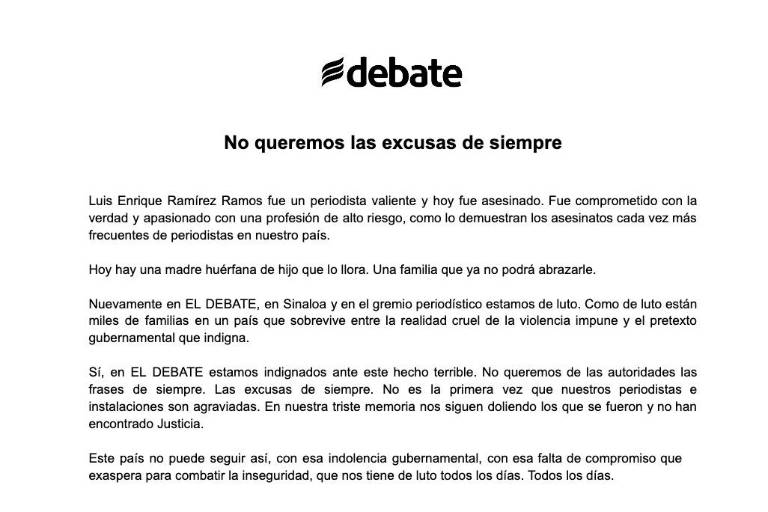 ‘No queremos las excusas de siempre’: El Debate exige justicia en el asesinato de Luis Enrique Ramírez