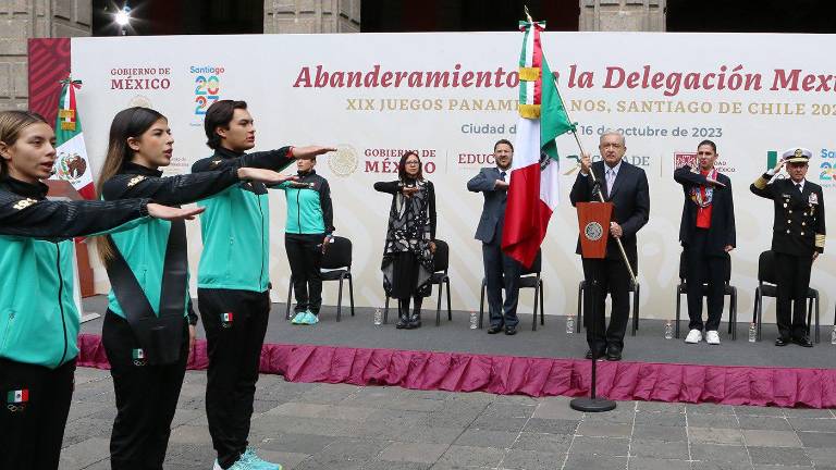 El Presidente de México, Andrés Manuel López Obrador, en la ceremonia del Abanderamiento.