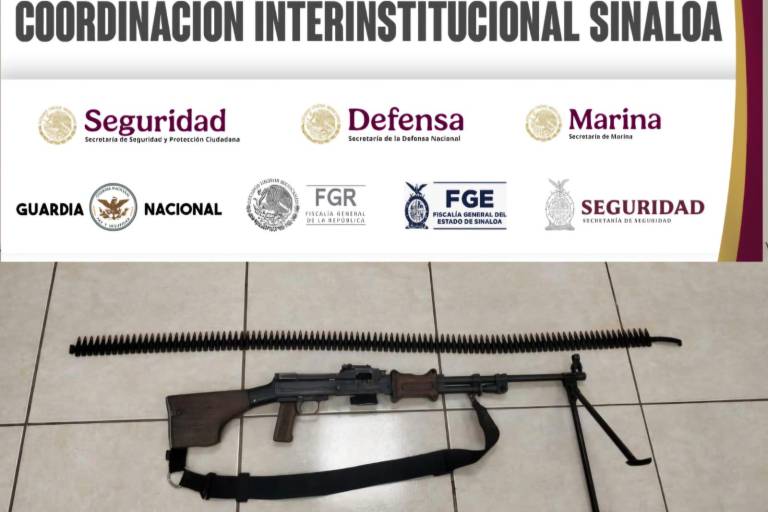 Aseguran una ametralladora y cartuchos en Aguaruto, al poniente de Culiacán