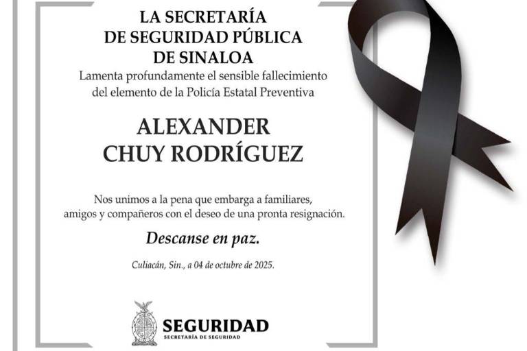 SSPE lamenta muerte de Alexander, agente de la Policía Estatal que había sido rescatado en Culiacán