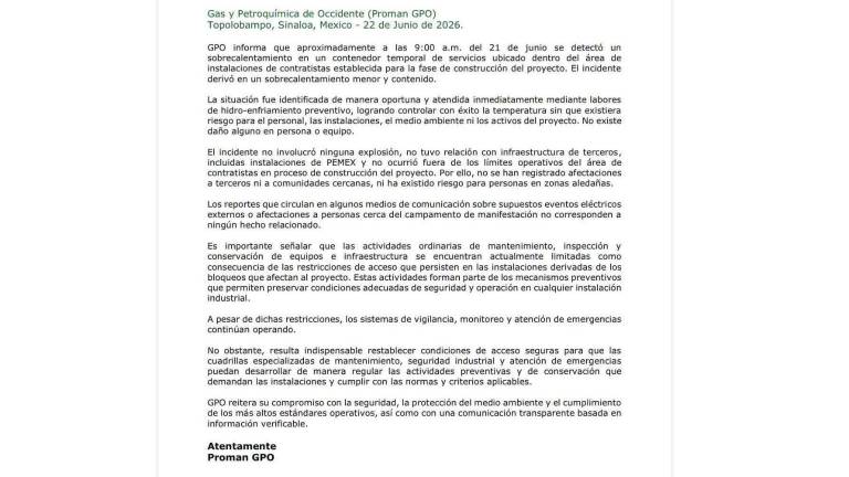 De acuerdo con el reporte oficial emitido por la compañía, lo que realmente ocurrió fue el sobrecalentamiento de un contenedor temporal de servicios.