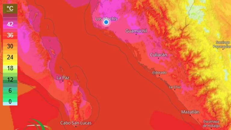 Condiciones de calor previstas para este miércoles en Sinaloa.