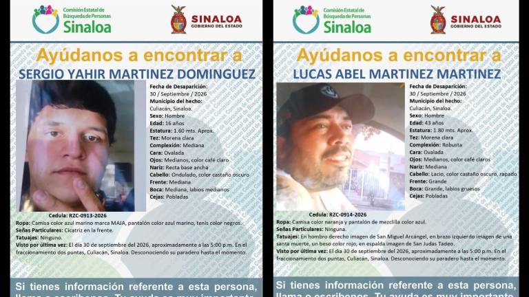 La Comisión Estatal de Búsqueda ya activó sus fichas y solicita información que ayude a localizar a ambos.