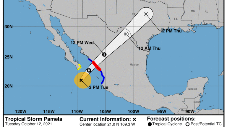 Antes de acercarse a las costas de Sinaloa, ‘Pamela’ se debilita a tormenta tropical