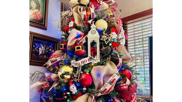 Cientos de esferas, listones, flores, muñecos de peluche, bastones, estrellas, copos de nieve y figuritas navideñas conforman el catálogo, el cliente solo pide el color o el tema del que desea su árbol de Navidad.