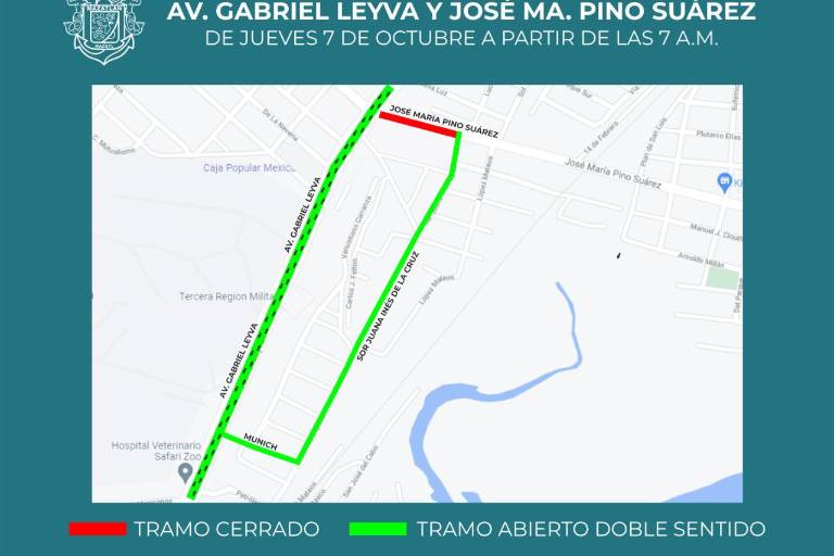 Anuncian cierre en Mazatlán del cruce de la Avenida Gabriel Leyva con Pino Suárez, para pavimentar