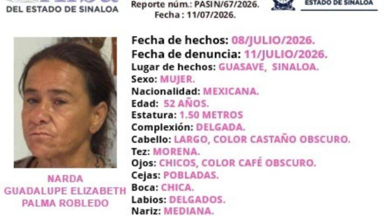La FGE solicita la colaboración ciudadana para localizar a Narda Guadalupe Elizabeth Palma Robledo.