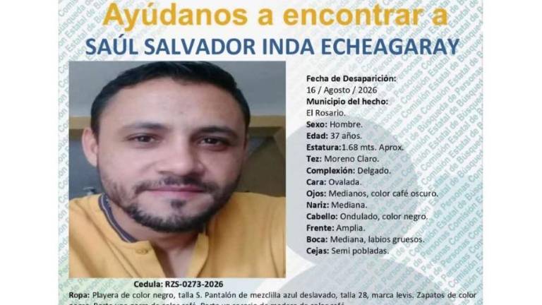 Ficha de búsqueda para la localización de Saúl Salvador, desaparecidos desde el 16 de agosto.