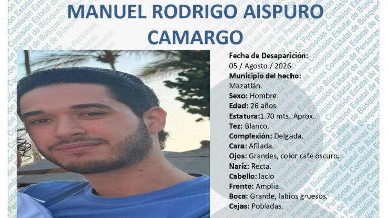 La Comisión Estatal de Búsqueda emitió ficha de búsqueda para la localización de Manuel Rodrigo Aispuro Camargo.