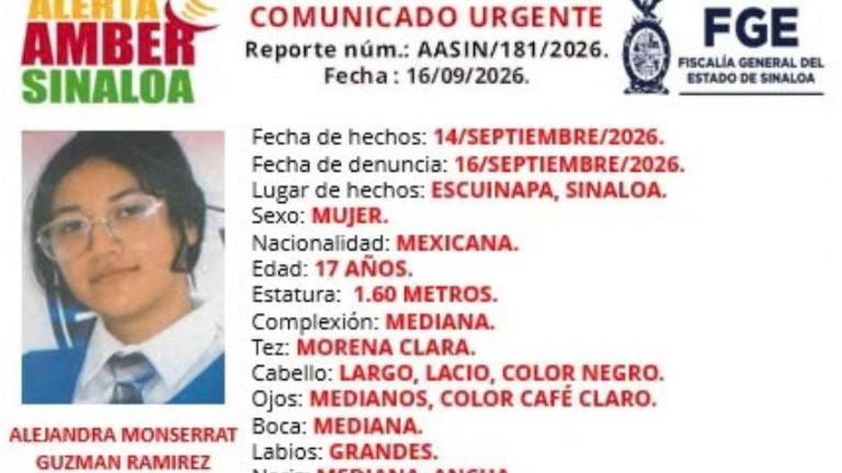 La FGE activó los protocolos de búsqueda para localizar a la menor de 17 años desaparecida en Escuinapa.