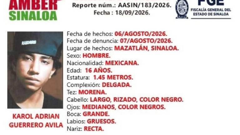 Autoridades estatales activaron la Alerta Amber para la localización del menor.