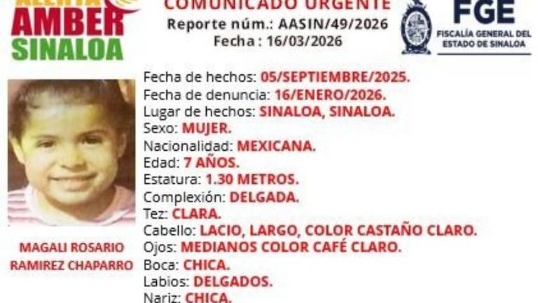 La Fiscalía de Sinaloa activó la Alerta Amber para la localización de Magali Rosario.