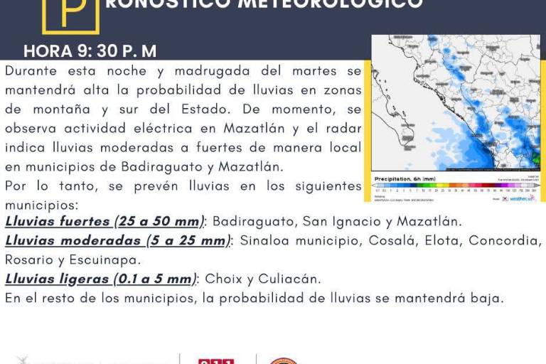 Registra Mazatlán lluvias con actividad eléctrica la noche de este lunes