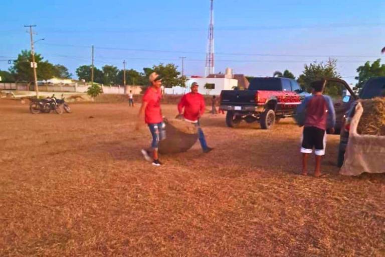 Comunidad del Palmito del Verde, en Escuinapa, se une para rehabilitar su campo de beisbol
